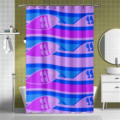 Fish Texture Blue Violet Module Shower Curtain 48  X 72  (small)  by HermanTelo