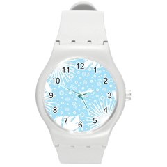 Flower Illustrations Round Plastic Sport Watch (m)