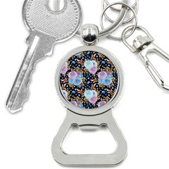 Rose Flower Pattern Bottle Opener Key Chain by designsbymallika