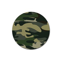 Green Military Camouflage Pattern Magnet 3  (round) by fashionpod