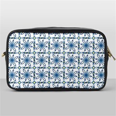 Blue Floral Pattern Toiletries Bag (one Side) by MintanArt