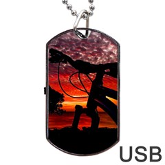 Mountain Bike Parked At Waterfront Park003 Dog Tag Usb Flash (two Sides)