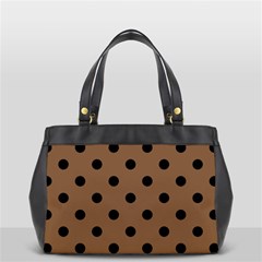 Large Black Polka Dots On Brown Bear - Oversize Office Handbag by FashionLane