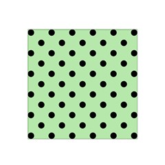 Large Black Polka Dots On Pale Green - Satin Bandana Scarf by FashionLane