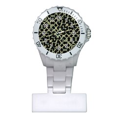 Dark Interlace Motif Mosaic Pattern Plastic Nurses Watch