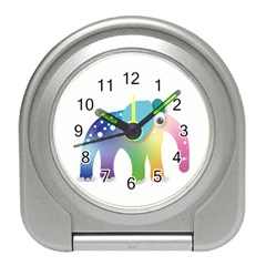 Illustrations Elephant Colorful Pachyderm Travel Alarm Clock