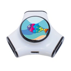 Illustrations Fish Sea Summer Colorful Rainbow 3-port Usb Hub