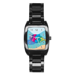 Illustrations Fish Sea Summer Colorful Rainbow Stainless Steel Barrel Watch