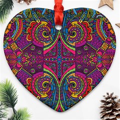 Colorful Boho Pattern Ornament (heart) by designsbymallika