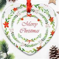 Merry Christmas Heart Ornament (two Sides) by designsbymallika