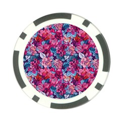 Pink Blue Flowers Poker Chip Card Guard (10 Pack) by designsbymallika