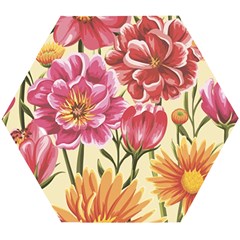 Retro Flowers Wooden Puzzle Hexagon by goljakoff