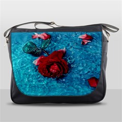 Red Roses In Water Messenger Bag by Audy