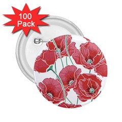 Red Poppy Flowers 2 25  Buttons (100 Pack)  by goljakoff