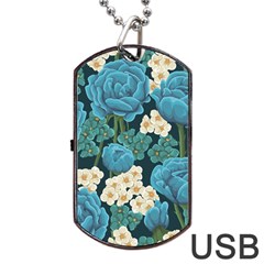 Blue Roses Dog Tag Usb Flash (two Sides) by goljakoff