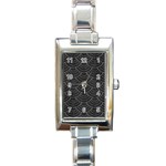 Black sashiko ornament Rectangle Italian Charm Watch Front