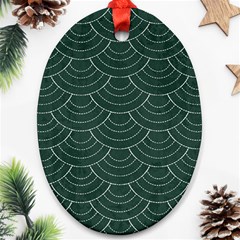 Green Sashiko Oval Ornament (two Sides) by goljakoff