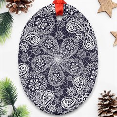 White Flower Mandala Oval Ornament (two Sides) by goljakoff