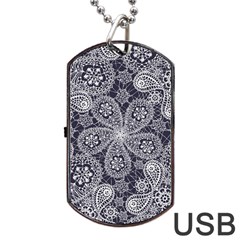 White Flower Mandala Dog Tag Usb Flash (one Side) by goljakoff