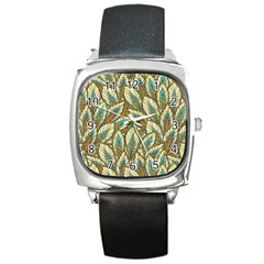 Field Leaves Square Metal Watch by goljakoff