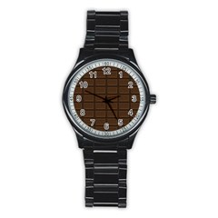 Milk Chocolate Stainless Steel Round Watch by goljakoff