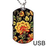 Vintage khokhloma Dog Tag USB Flash (Two Sides) Front