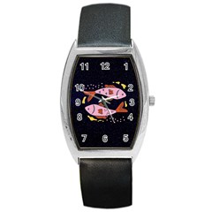 Fish Pisces Astrology Star Zodiac Barrel Style Metal Watch