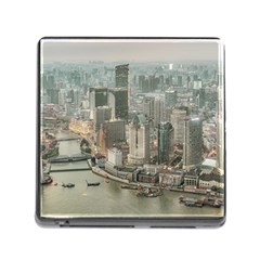 Lujiazui District Aerial View, Shanghai China Memory Card Reader (square 5 Slot) by dflcprintsclothing