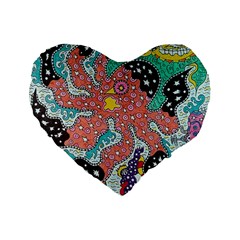 Supersonic Spaceopus Standard 16  Premium Flano Heart Shape Cushions by chellerayartisans
