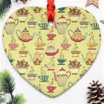 Etnic Cups Pattern Ornament (Heart) Front