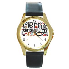 Merry Merry Round Gold Metal Watch by designsbymallika