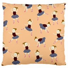 Cute  Pattern With  Dancing Ballerinas On Pink Background Large Flano Cushion Case (one Side) by EvgeniiaBychkova