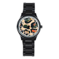 Exotic Leopard Skin Design Stainless Steel Round Watch by ArtsyWishy