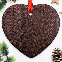 Leather Snakeskin Design Heart Ornament (two Sides) by ArtsyWishy