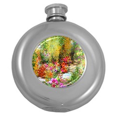 Forest Flowers  Round Hip Flask (5 Oz) by ArtsyWishy