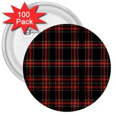 Stewart Black Tartan 3  Buttons (100 Pack) 