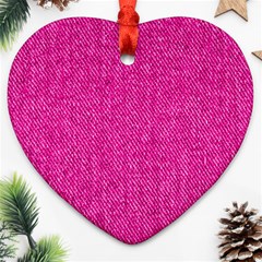 Pink Denim Design  Heart Ornament (two Sides) by ArtsyWishy