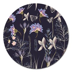 Butterflies And Flowers Painting Magnet 5  (round) by ArtsyWishy