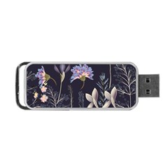 Butterflies And Flowers Painting Portable Usb Flash (one Side) by ArtsyWishy