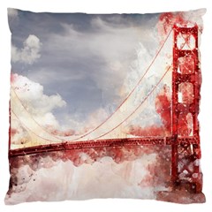 Golden Bridge Large Cushion Case (one Side) by goljakoff