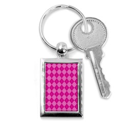 Pink Diamond Pattern Key Chain (rectangle) by ArtsyWishy