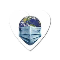 Earth With Face Mask Pandemic Concept Heart Magnet by dflcprintsclothing