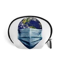 Earth With Face Mask Pandemic Concept Accessory Pouch (small) by dflcprintsclothing