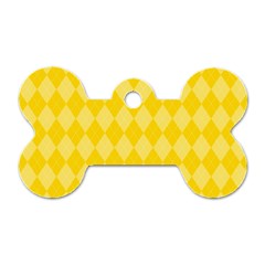 Yellow Diamonds Dog Tag Bone (one Side) by ArtsyWishy