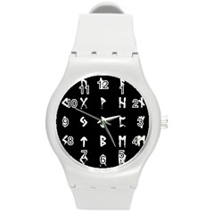 Elder Futhark Rune Set Collected Inverted Round Plastic Sport Watch (m) by WetdryvacsLair