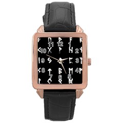 Elder Futhark Rune Set Collected Inverted Rose Gold Leather Watch  by WetdryvacsLair