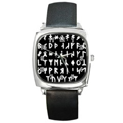 Complete Dalecarlian Rune Set Inverted Square Metal Watch by WetdryvacsLair