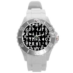 Complete Dalecarlian Rune Set Inverted Round Plastic Sport Watch (l) by WetdryvacsLair