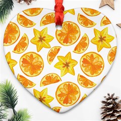 Oranges Love Heart Ornament (two Sides) by designsbymallika