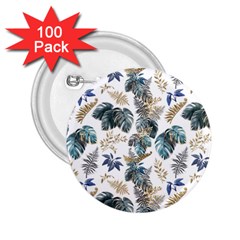 Blue Metallic Leaves Pattern 2 25  Buttons (100 Pack)  by designsbymallika